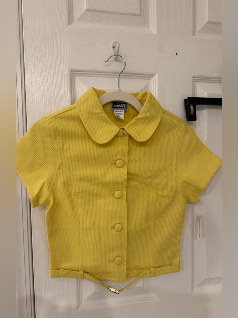 Versace Yellow Girls' Short Sleeve Button Crop Jacket Set
